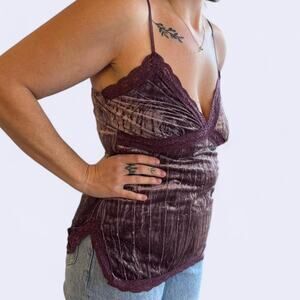 vintage tank top forever 21 velvet lace y2k women's small